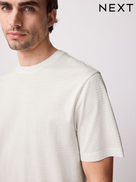 Light Grey Regular Fit Smart Textured T-Shirt (AK0824) | €32
