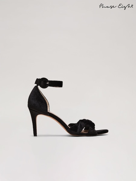 Phase Eight Black Velvet Plaited Strappy Sandals (AK0825) | €63