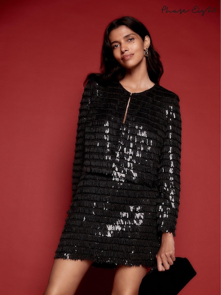 Phase Eight Black Dolly Fringe Crop Jacket (AK0861) | €164