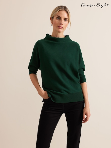 Phase Eight Green Salima Funnel Neck Knit Jumper (AK0862) | ₪347