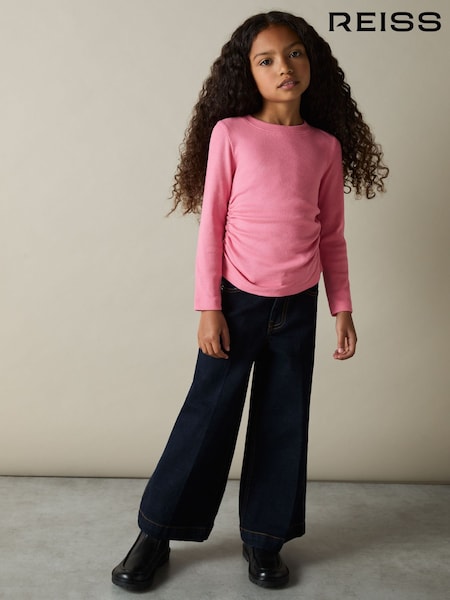 Rosa - Reiss Trina Cotton-Jersey Ruched Long-Sleeve T-Shirt (AK0889) | 20 €