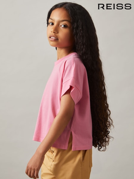 Pink - Reiss Lois Oversized Kurzarm-T-Shirt aus Baumwolle (AK0891) | 18 €