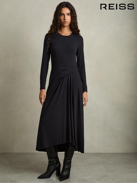 Reiss Ivy Jersey Draped Midi Dress (AK0896) | ‏994 د.إ.‏