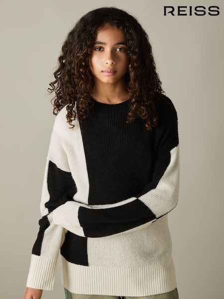 Reiss Black Amelia 9-13 yrs Colourblock-Intarsia Jumper with Wool and Alpaca (AK0911) | €72