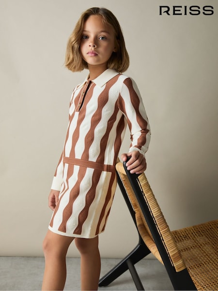 Reiss Ecru Zig 4-9 yrs Zig-Zag Knit Collared Dress (AK0930) | €34