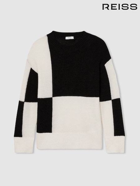 Reiss Black Amelia 13-14 yrs Colourblock-Intarsia Jumper with Wool and Alpaca (AK0931) | €76