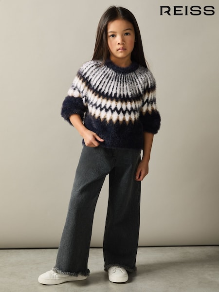 Reiss Navy Indy 4-9 yrs Fairisle Jumper With Alpaca Wool And Cashmere (AK0937) | €53