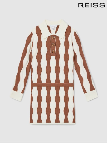 Reiss Ecru Zig 13-14 yrs Zig-Zag Knit Collared Dress (AK0948) | €113