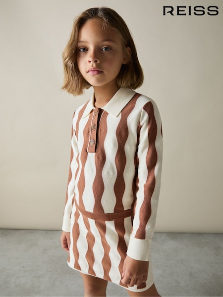 Reiss Ecru Zig 9-13 yrs Zig-Zag Knit Collared Dress (AK0949) | €38