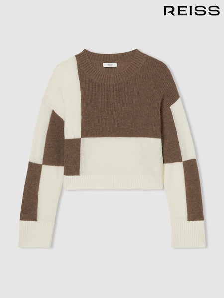 Reiss Brown Amie 13-14 yrs Colourblock-Intarsia Jumper with Wool and Alpaca (AK0950) | €76