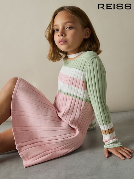 Reiss Polly Colour-Block Rib-Knit Skater Dress (AK0951) | 109 €