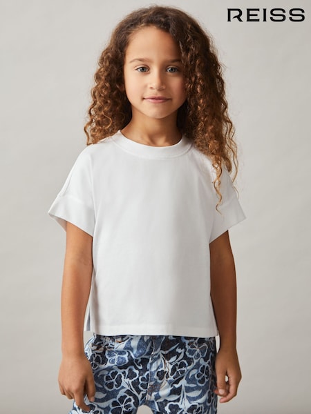 Elfenbein - Reiss Lois Oversized Kurzarm-T-Shirt aus Baumwolle (AK0952) | 18 €