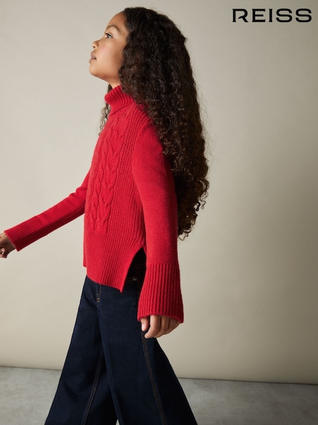 Reiss Carina Wool-Blend Cable-Knit Roll-Neck Jumper (AK0953) | 371 LEI