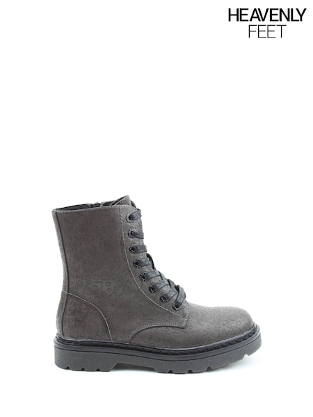 Brown - Heavenly Feet Justina2 Emboss Hearts Mid Boots