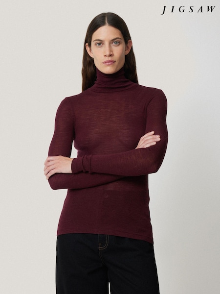 Jigsaw Red Wool Jersey Polo Neck Top (AK1002) | €41.50
