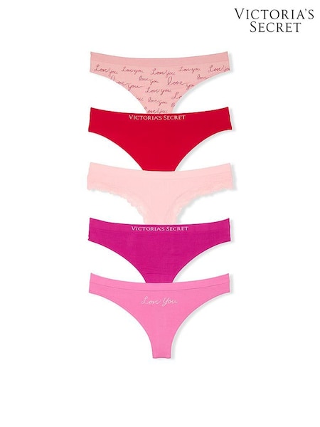 Victoria's Secret Pink/Red/Pink Thong 5 Pack Knickers (AK1042) | €31