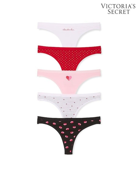 Victoria's Secret White/Red/Pink/Black Thong 5 Pack Knickers (AK1069) | €31