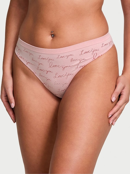 Victoria's Secret Love Print Pink Thong Knickers (AK1080) | €10.50