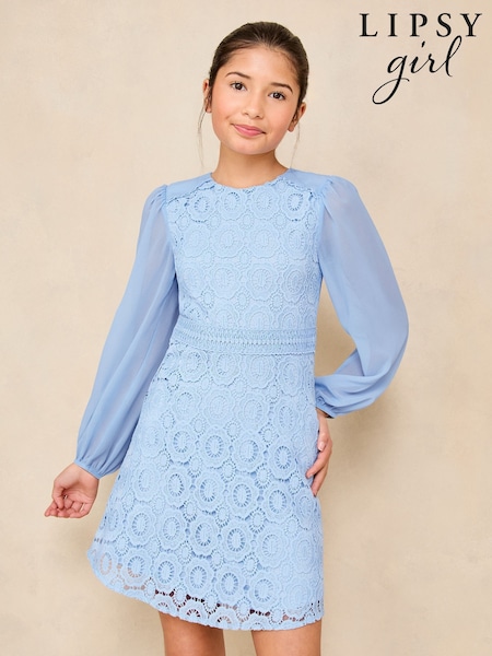 Lipsy Blue Lace Occasion Dress (5-16yrs) (AK1405) | €79 - €98