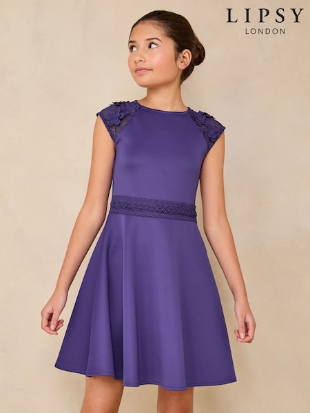 Lipsy Scuba 3D Lace Occasion Dress (5-16yrs) (AK1406) | ‏274 د.إ.‏ - ‏ 320‏ د.إ.
