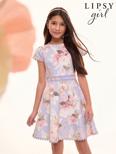 Lipsy Floral Scuba Occasion Dress (5-16yrs) (AK1412) | €60 - €72