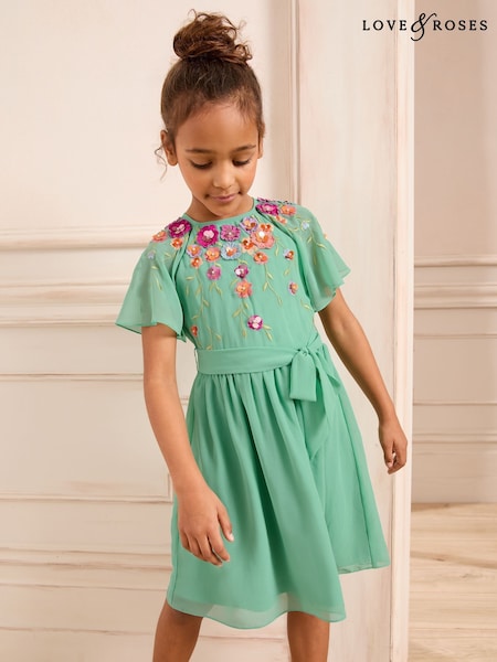 Love & Roses Embellished Chiffon Occasion Dress (5-16yrs) (AK1437) | 410 LEI - 469 LEI