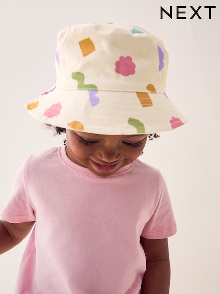 Cream/Vaaleanpunainen/Vihreä - Bucket Printed Hatut (3kk-16v) (AK1452) | €11 - €16