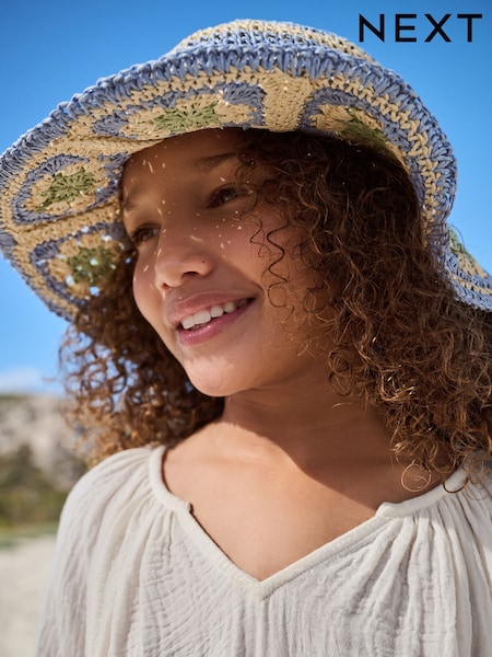 Sininen/Ecru - Wide Brim Hat (3-13yrs) (AK1490) | €20 - €23