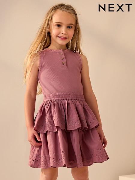 Purple Tiered Skirt 100% Cotton Dress (3-12yrs) (AK1605) | €34 - €40