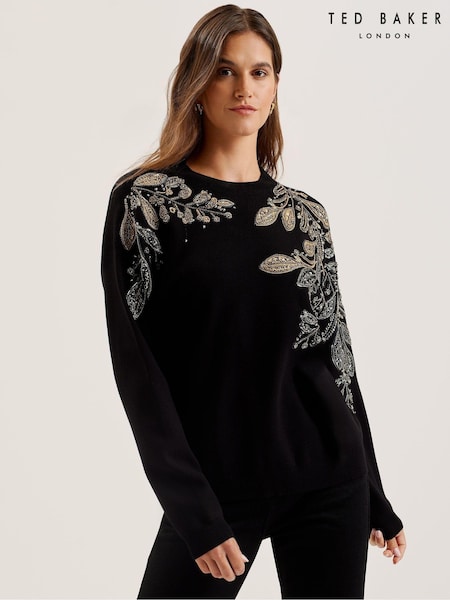 Ted Baker Rosmrry Embellished Crew Neck Long Sleeve Sweater (AK1616) | 881 LEI