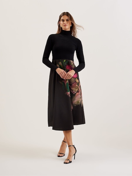 Ted Baker Asnes Knit Bodice Dress With Printed Wrap Skirt (AK1621) | €285