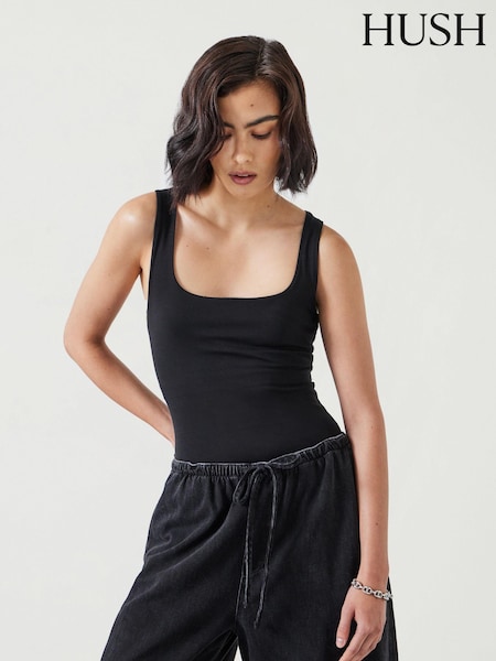 Hush Black Jade Wide Strap Scoop Vest (AK1676) | ₪161