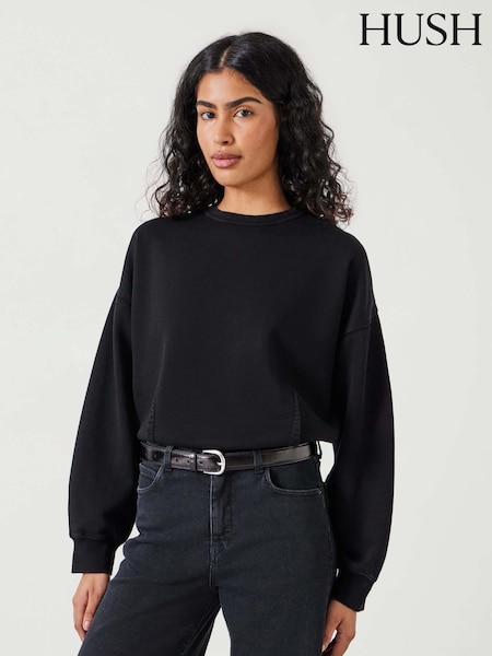 Hush Black Blair Dart Detail Relaxed 100% Cotton Sweatshirt (AK1677) | €50
