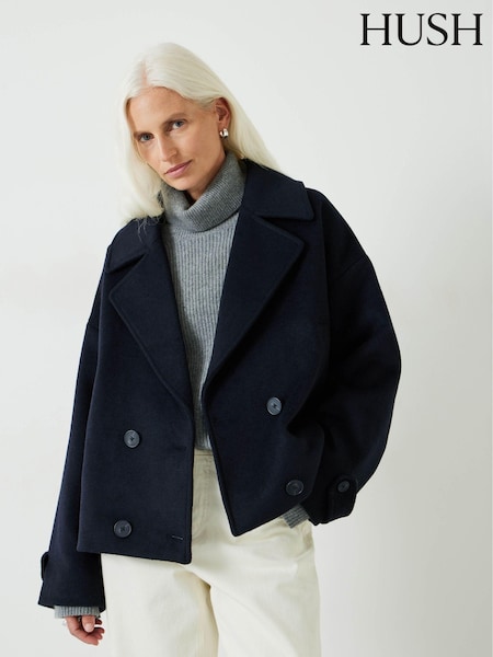 Hush Cropped Wool Pea Coat (AK1698) | 914 LEI