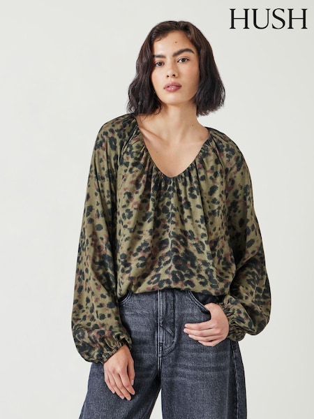Hush Print Elise Relaxed V-Neck Printed Blouse (AK1702) | €49