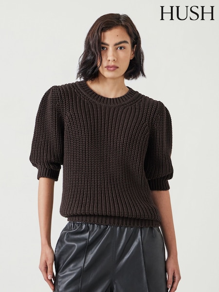 Hush Brown Jessie 100% Cotton Chunky Rib Top (AK1708) | €62