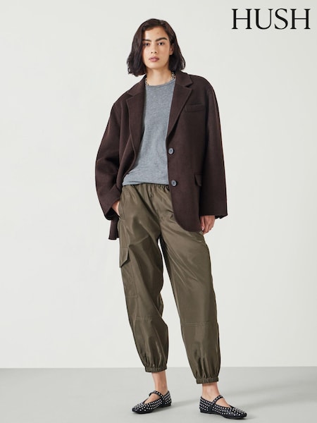 Hush Green Ava Shiny Lightweight Cargo Trousers (AK1709) | ₪402