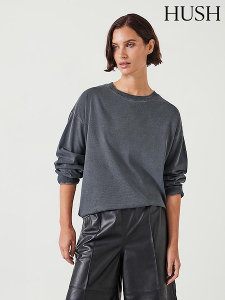 Hush Grey Flo Oversized Long Sleeve 100% Cotton T-Shirt (AK1727) | $79