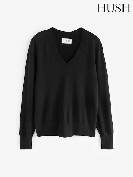 Negru - Hush Scarlett Cashmere V-Neck Jumper (AK1735) | 333 LEI