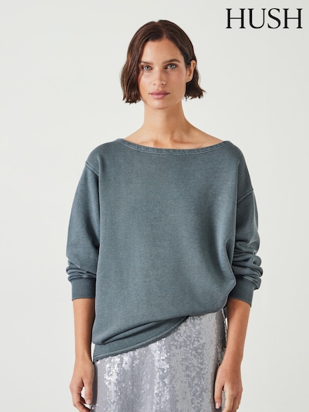 Hush Grey Josie Relaxed Raw Edge Hem 100% Cotton Sweatshirt (AK1740) | €41