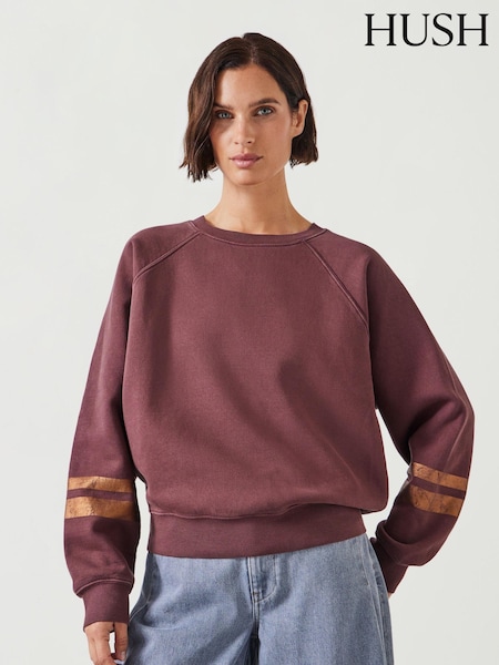 Braun - Hush Gemma Foil Stripe Relaxed 100% Cotton Sweatshirt (AK1742) | 45 €