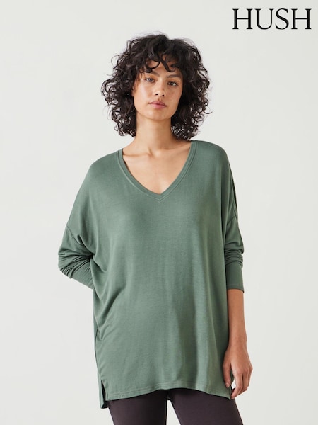 Hush Gillian V-Neck Longline Jersey T-Shirt (AK1755) | 335 LEI