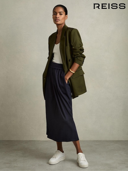 Reiss Nora Wool-Blend Ruched Jersey Midi Skirt (AK1772) | ‏1,152‏₪
