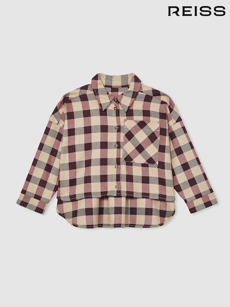 Reiss Burgundy Elif 13-14 yrs Oversized Woven Check Shirt (AK1780) | €85