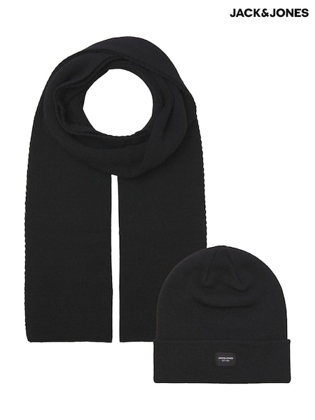 JACK & JONES Black Hat and Scarf Gift Box Set (AK1799) | AED73