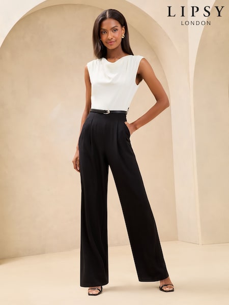 Negro/Blanco - Lipsy 2 In 1 Cowl Neck Belted Jumpsuit (AK1814) | 88 €