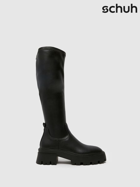 Schuh Dasha Chunky High Knee High Black Boots (AK1831) | €69