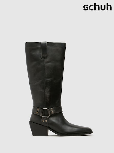 Schuh Grey Dilara Leather Western Boots (AK1843) | $166