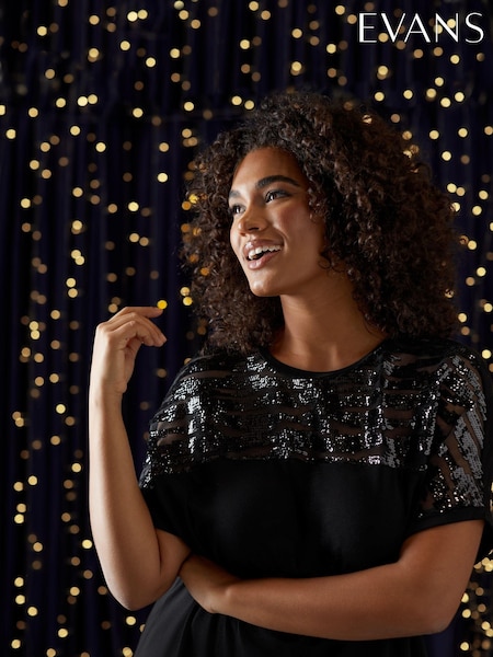 Evans Sequin Yoke Black Top (AK1935) | €19