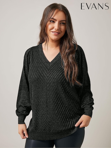 Черный - Evans V-Neck Chevron Jumper (AK1953) | €48
